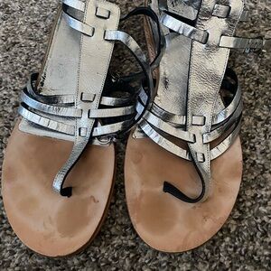 Silver Strappy Sandals